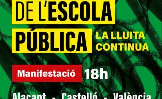 Intersindical Valenciana crida a la classe treballadora a participar en les manifestacions per la dignitat de l’educació pública de dissabte 12 de setembre
